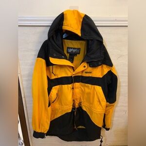 Vintage Edelweiss Ski Wear Hooded Yellow and Black Jacket